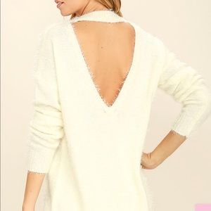 Cream backless sweater from Lulu’s